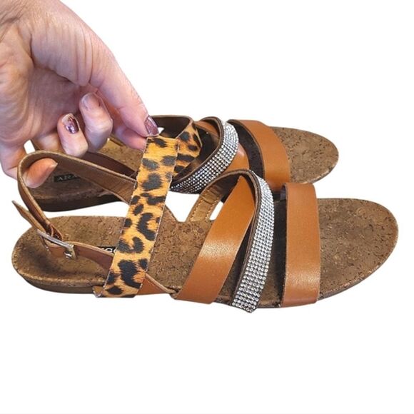 2 Pairs Strappy Rhinestones & Animal Print Sandals Size 7.5 Bundle - Picture 10 of 16